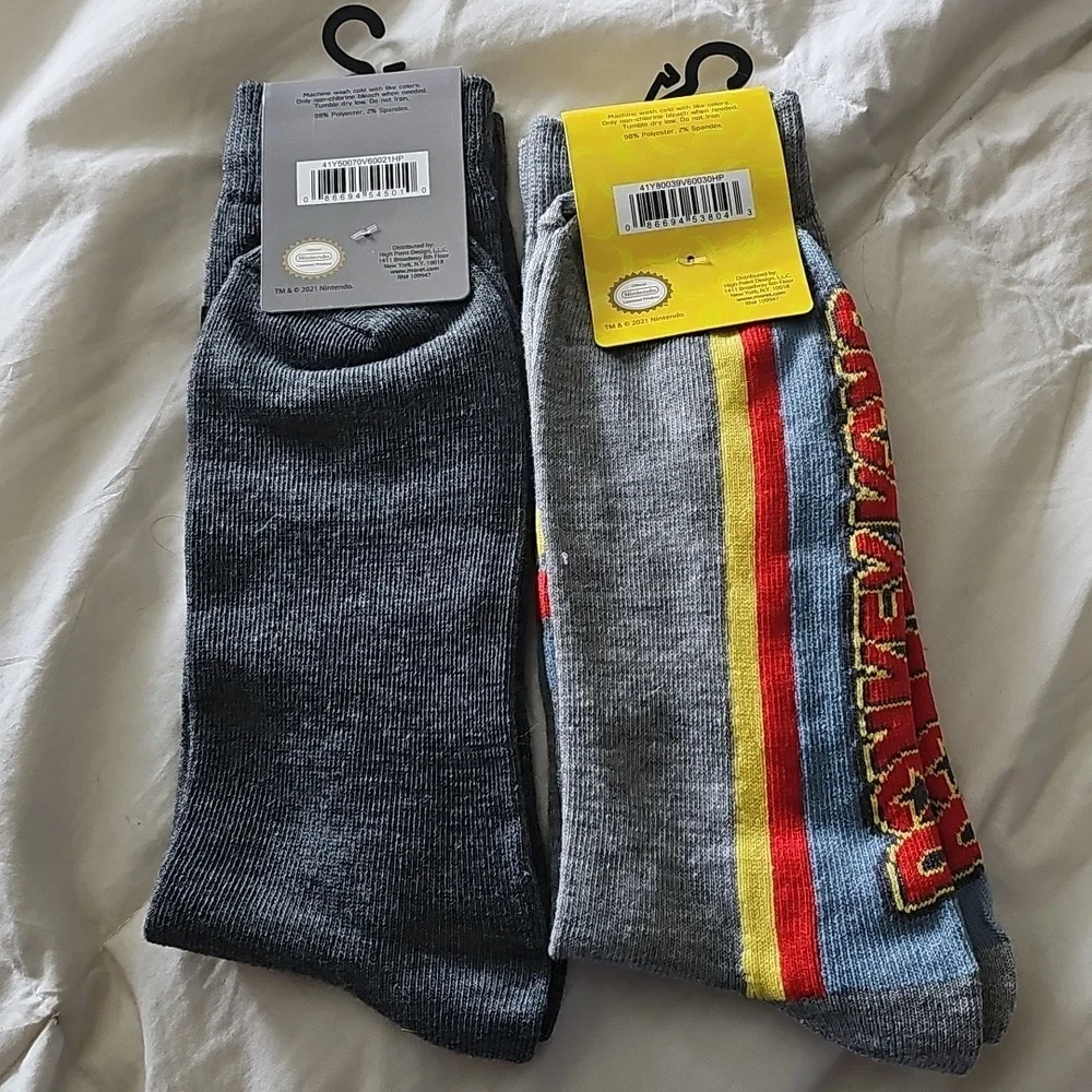 Nintendo Mens 2 New Pairs Of NINTENDO Crew Socks. Nwts, Sz 6 1/2 To 12